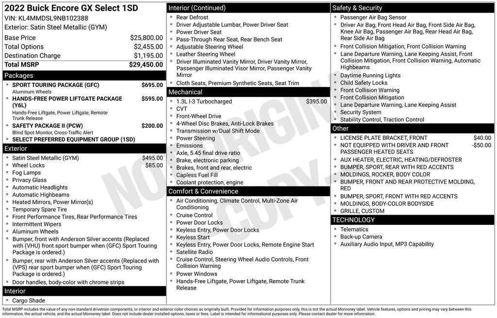 Used 2022 Buick Encore GX Select w/ Sport Touring Package FWD image 39