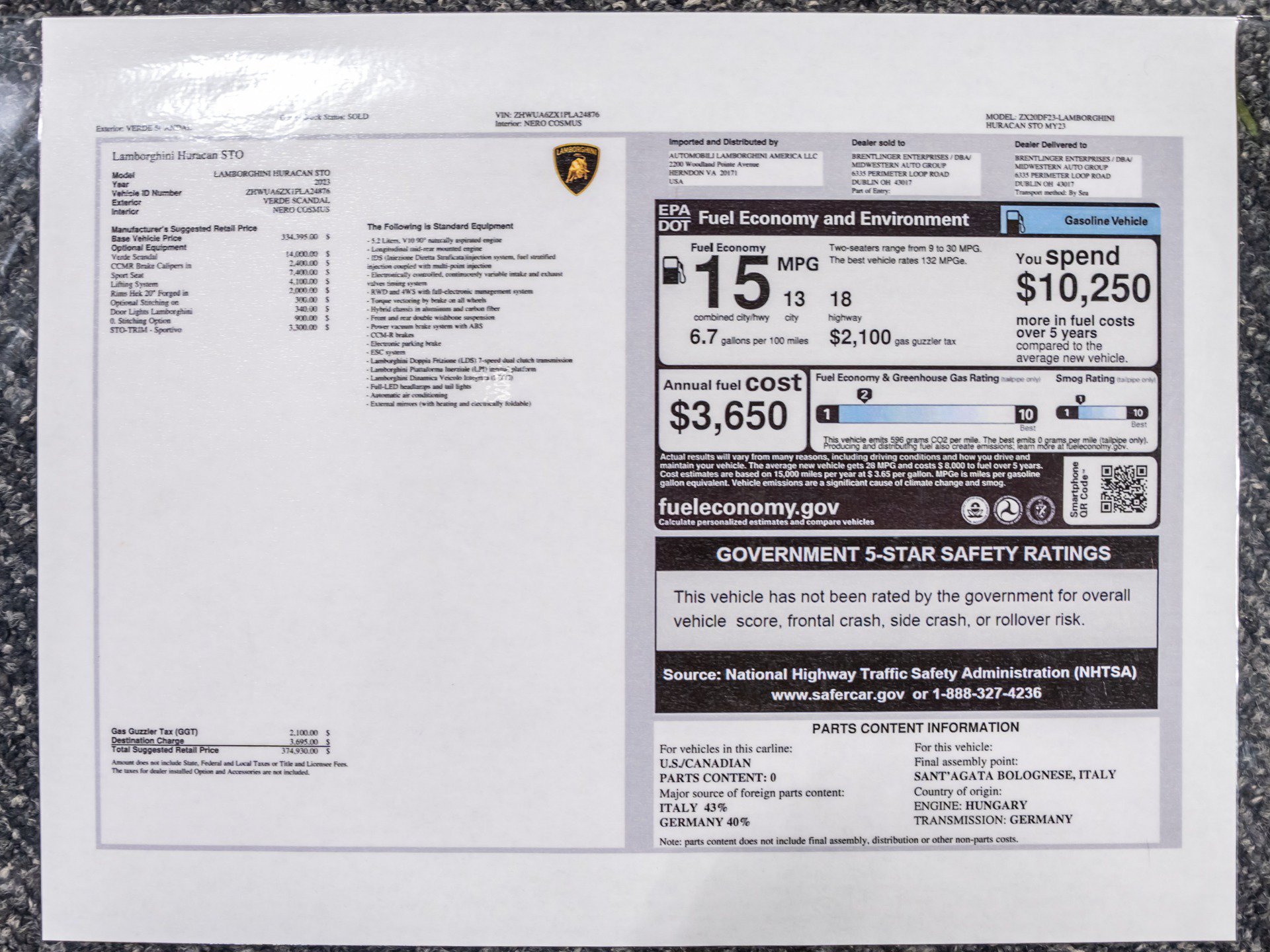 Used 2023 Lamborghini Huracan STO RWD image 81
