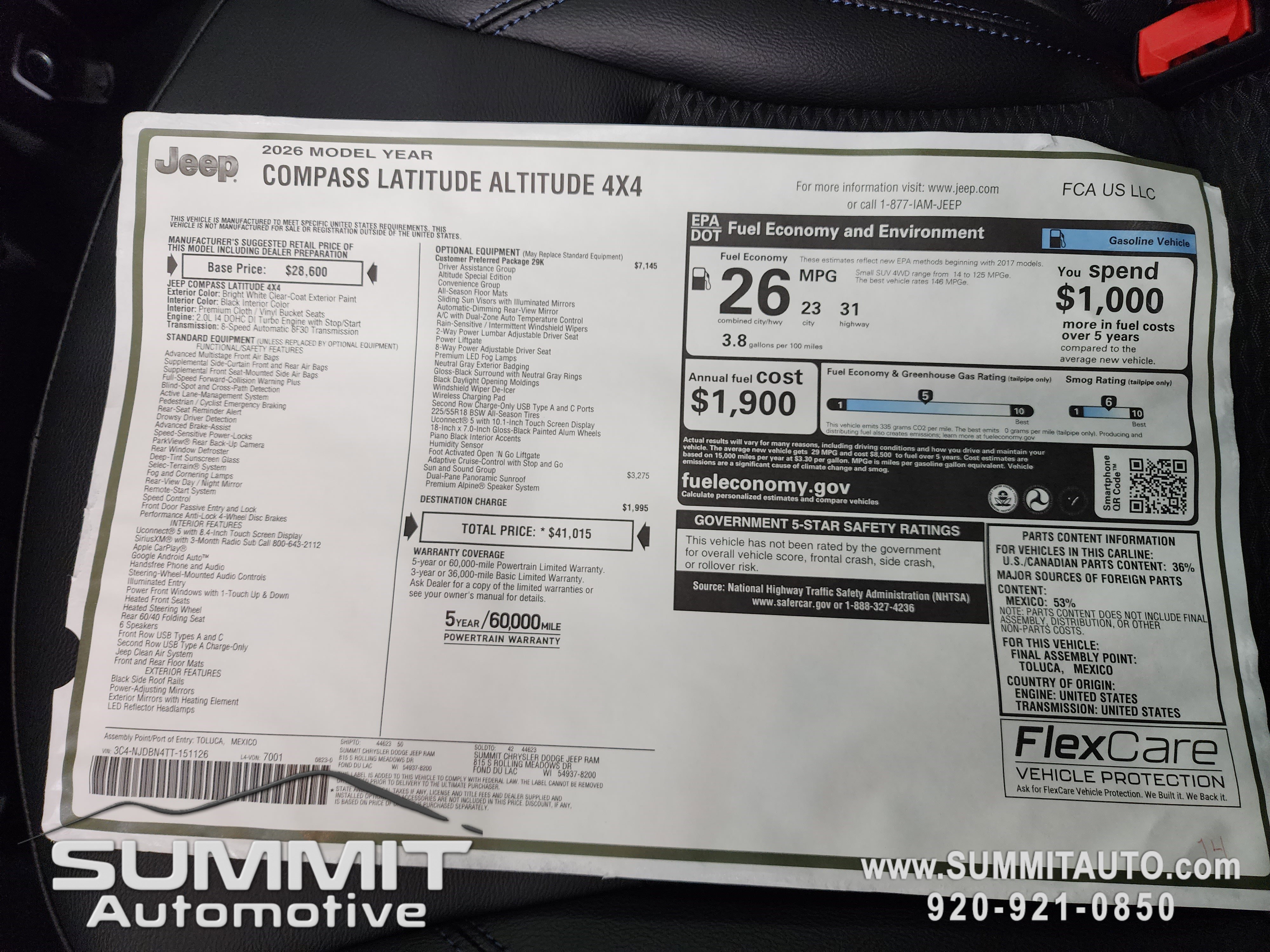 New 2026 Jeep Compass Latitude w/ Quick Order Package 29K image 37