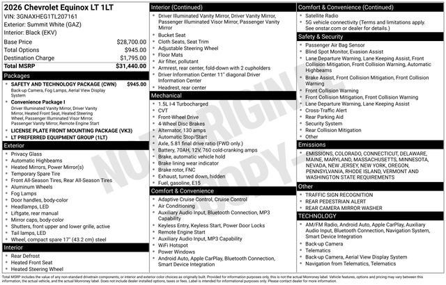 New 2026 Chevrolet Equinox LT w/ Safety and Technology Package image 5