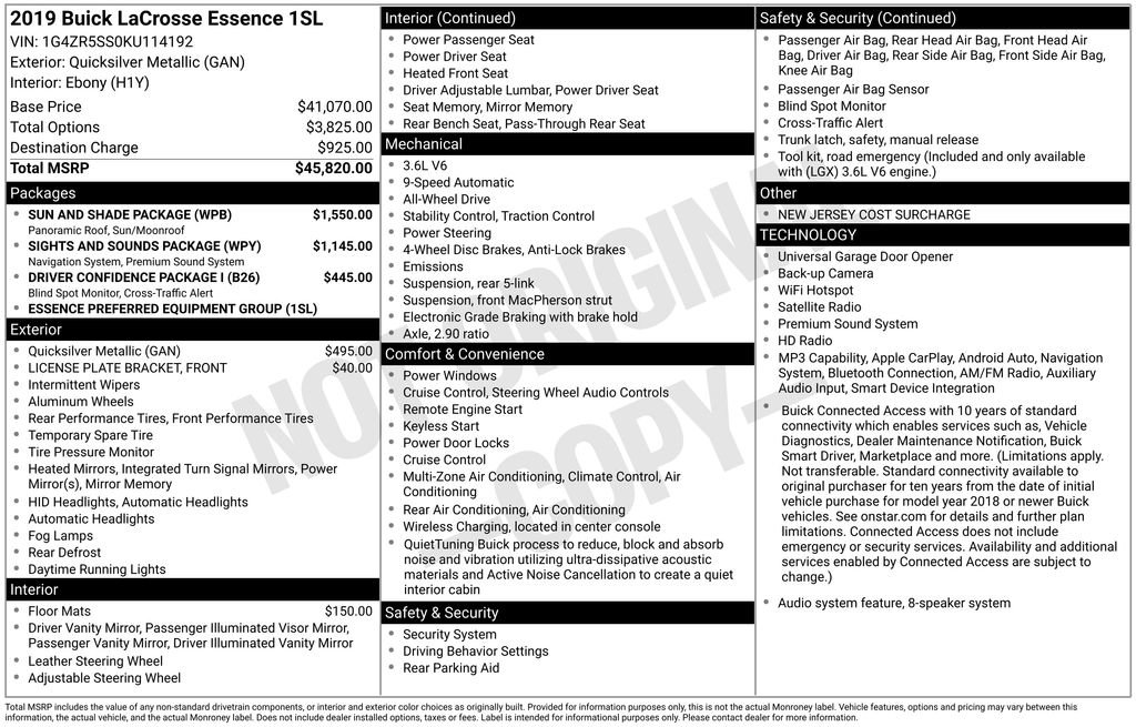 Certified 2019 Buick LaCrosse Essence w/ Sun and Shade Package AWD/4WD image 29