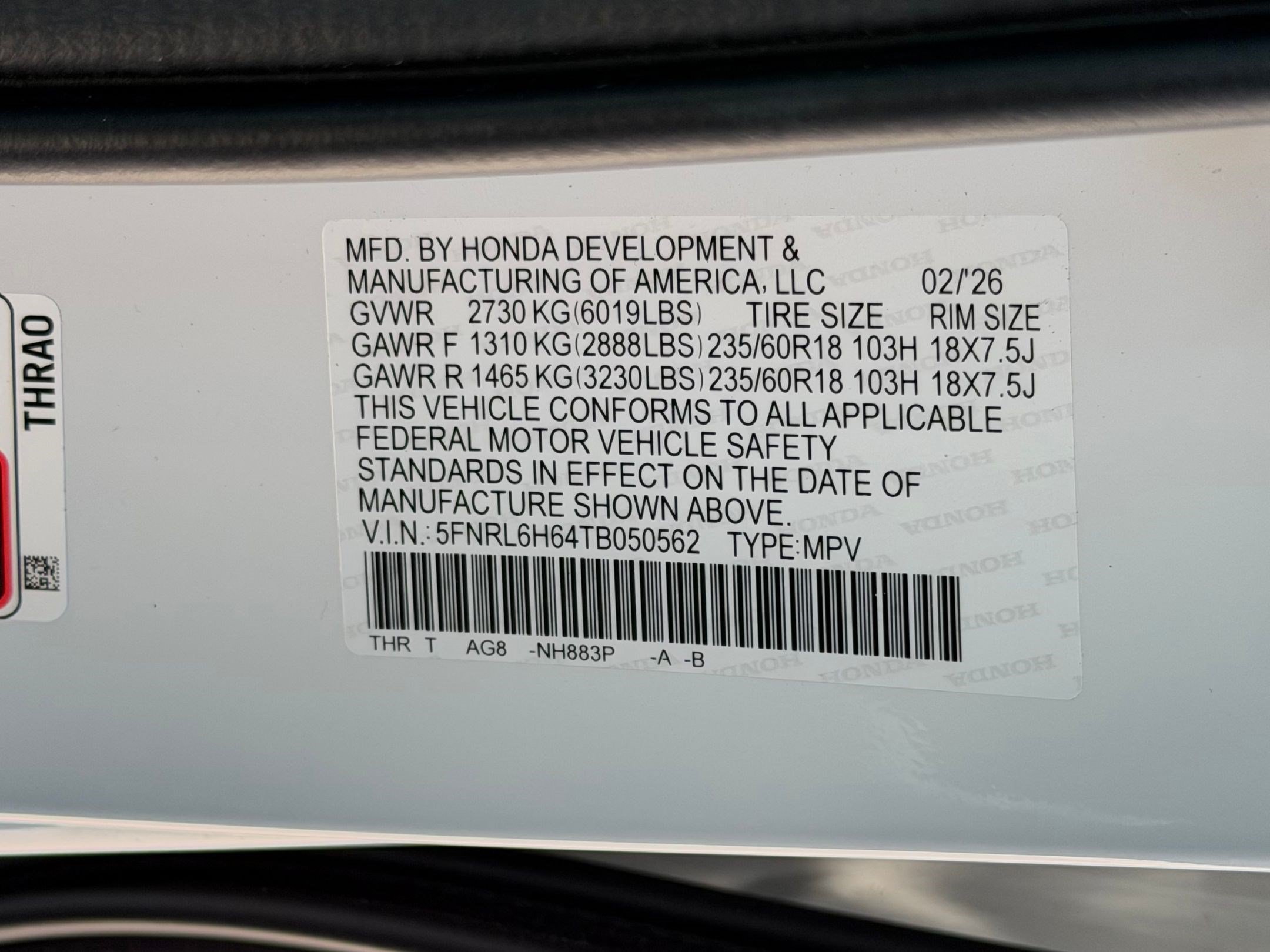 New 2026 Honda Odyssey EX-L image 20