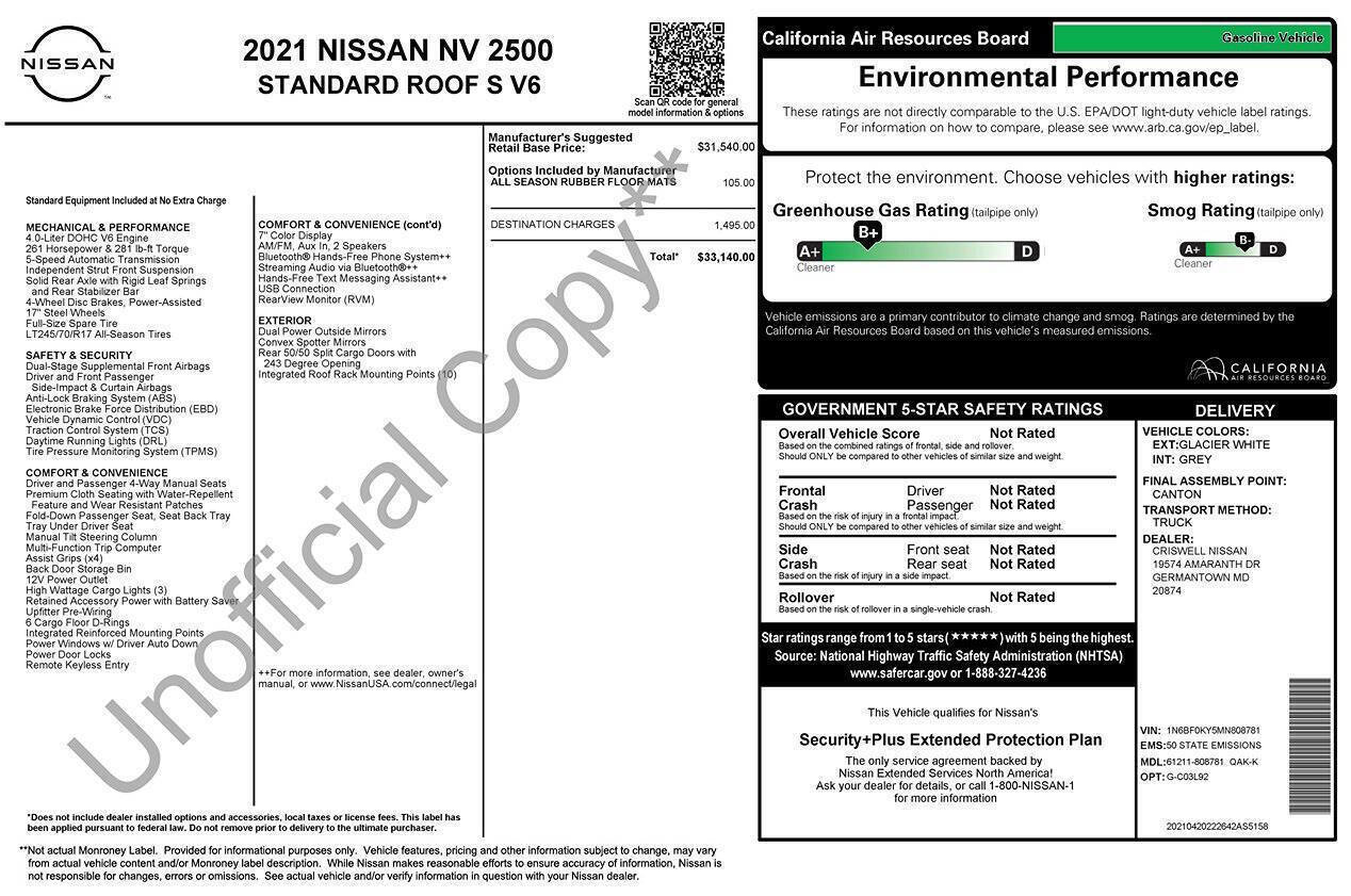 Used 2021 Nissan NV 2500 S RWD image 23