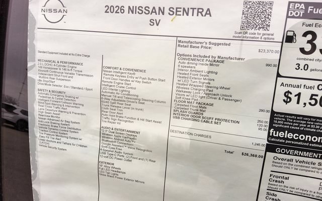 New 2026 Nissan Sentra SV w/ SV Convenience Package FWD image 27