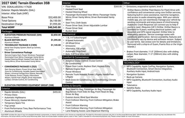 New 2027 GMC Terrain Elevation w/ Elevation Premium Package AWD/4WD image 3
