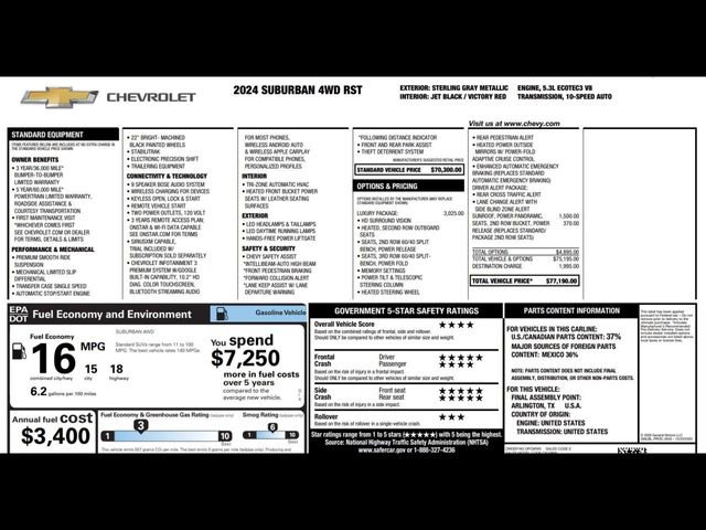Used 2024 Chevrolet Suburban RST w/ Luxury Package image 3