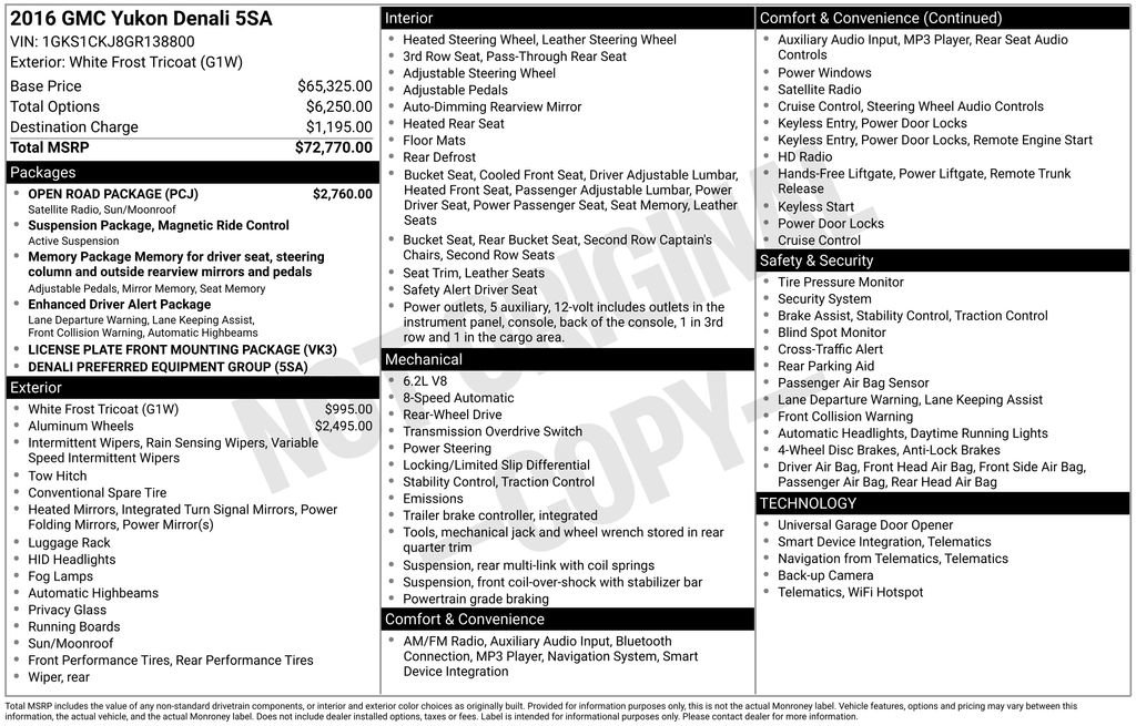 Used 2016 GMC Yukon Denali w/ Open Road Package image 62