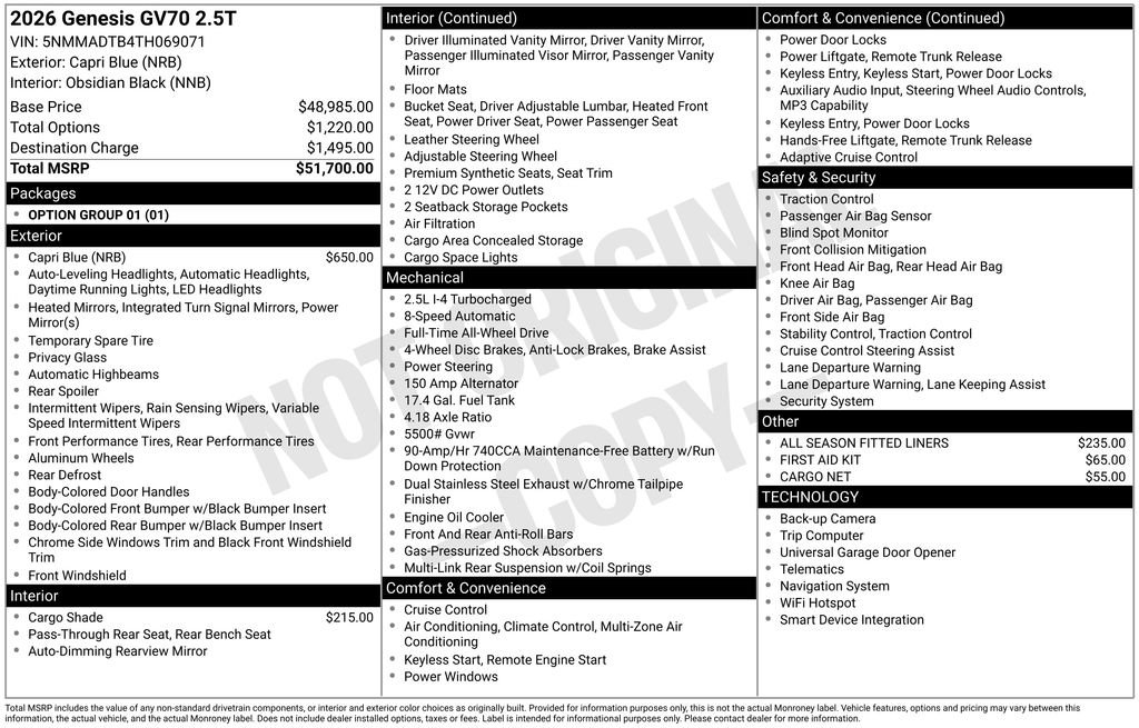 New 2026 Genesis GV70 2.5T AWD/4WD image 2