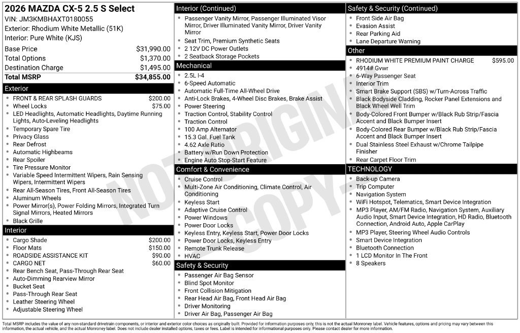 New 2026 MAZDA CX-5 Select AWD/4WD image 6