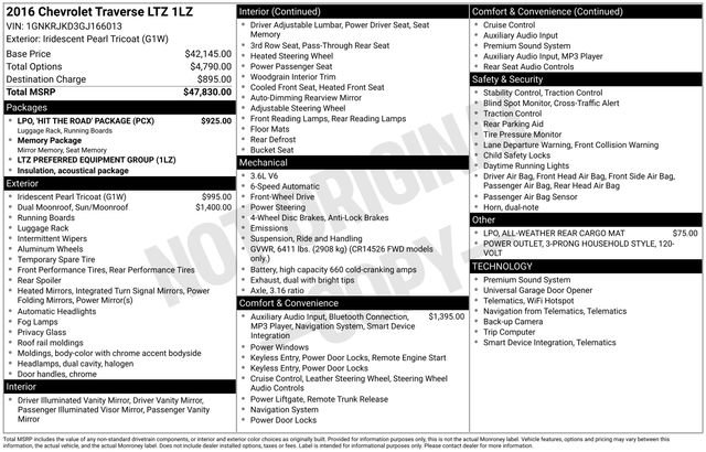 Used 2016 Chevrolet Traverse LTZ w/ LPO, 'HIT The Road' Package image 7