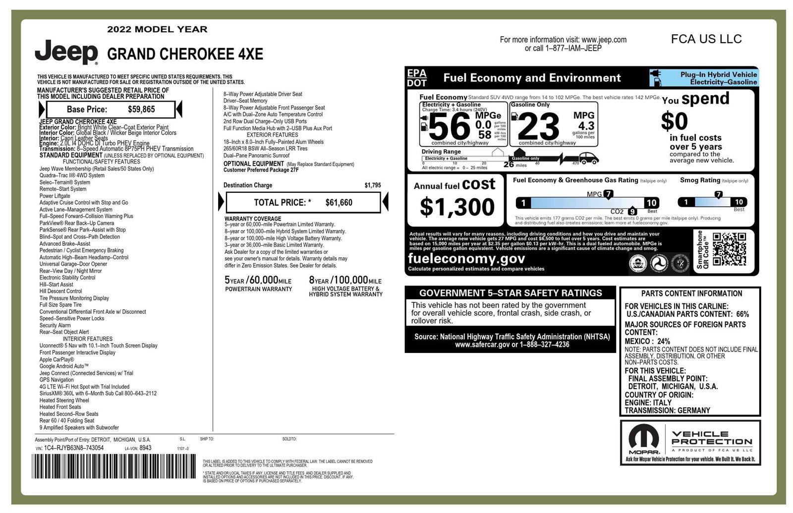 Used 2022 Jeep Grand Cherokee Limited 4xe AWD/4WD image 2