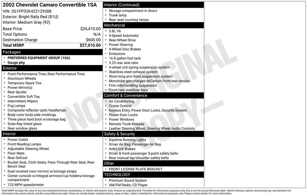 Used 2002 Chevrolet Camaro LT image 5