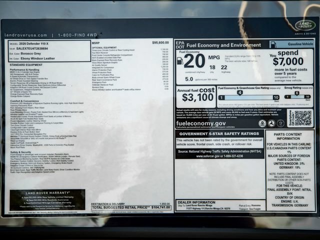 New 2026 Land Rover Defender 110 X AWD/4WD image 38