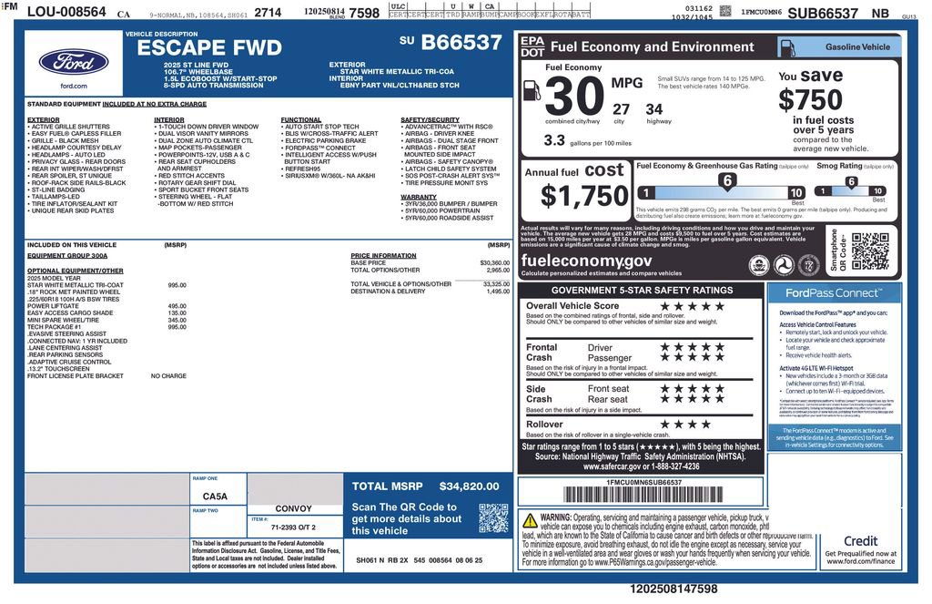 New 2025 Ford Escape ST-Line w/ Tech Pack #1 image 2
