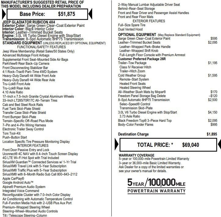 Used 2023 Jeep Gladiator Rubicon w/ Cold Weather Group AWD/4WD image 2