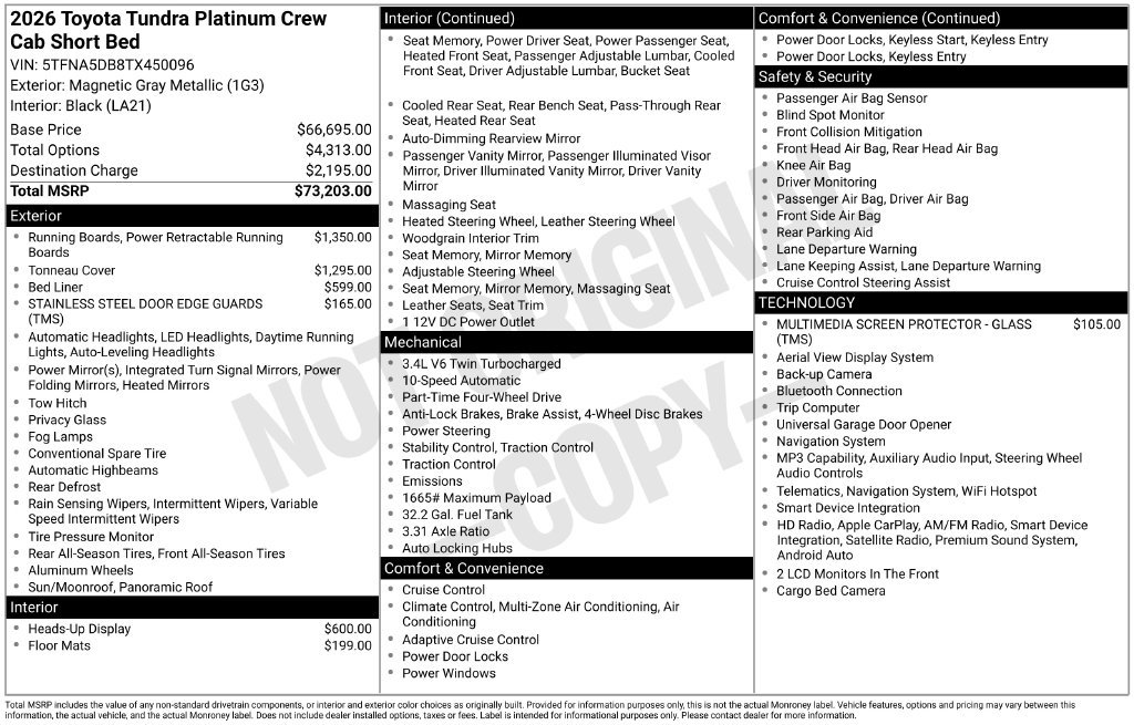 New 2026 Toyota Tundra Platinum AWD/4WD image 22
