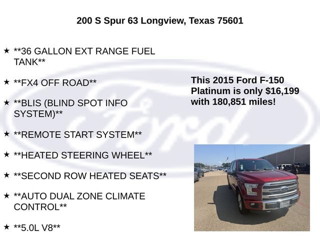 Used 2015 Ford F150 Platinum w/ Equipment Group 701A Luxury AWD/4WD image 15