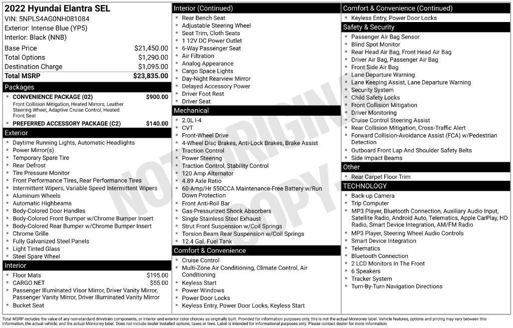 Used 2022 Hyundai Elantra SEL w/ Convenience Package FWD image 6