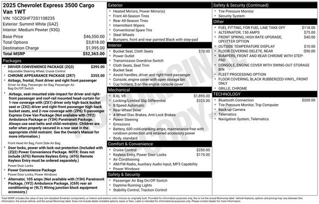 Used 2025 Chevrolet Express 3500 Extended w/ Driver Convenience Package image 5