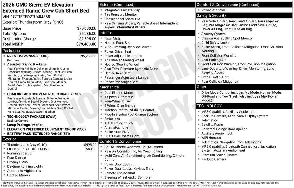 New 2026 GMC Sierra EV Elevation w/ Premium Package AWD/4WD image 46