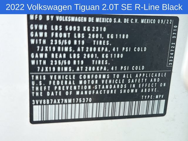 Used 2022 Volkswagen Tiguan SE R-Line AWD/4WD image 22