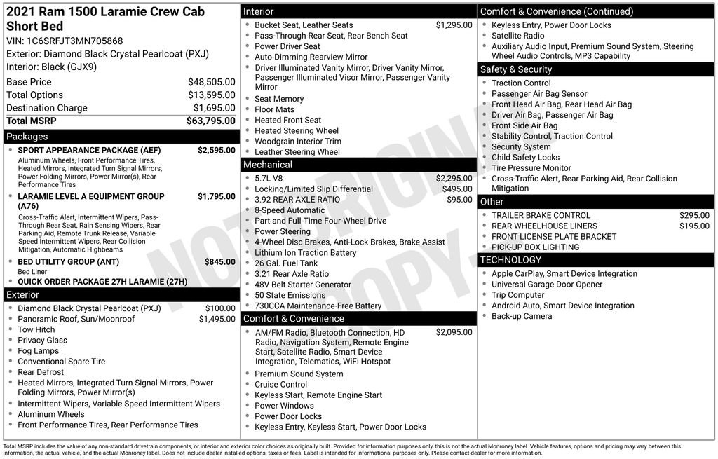 Used 2021 RAM 1500 Laramie w/ Sport Appearance Package AWD/4WD image 3