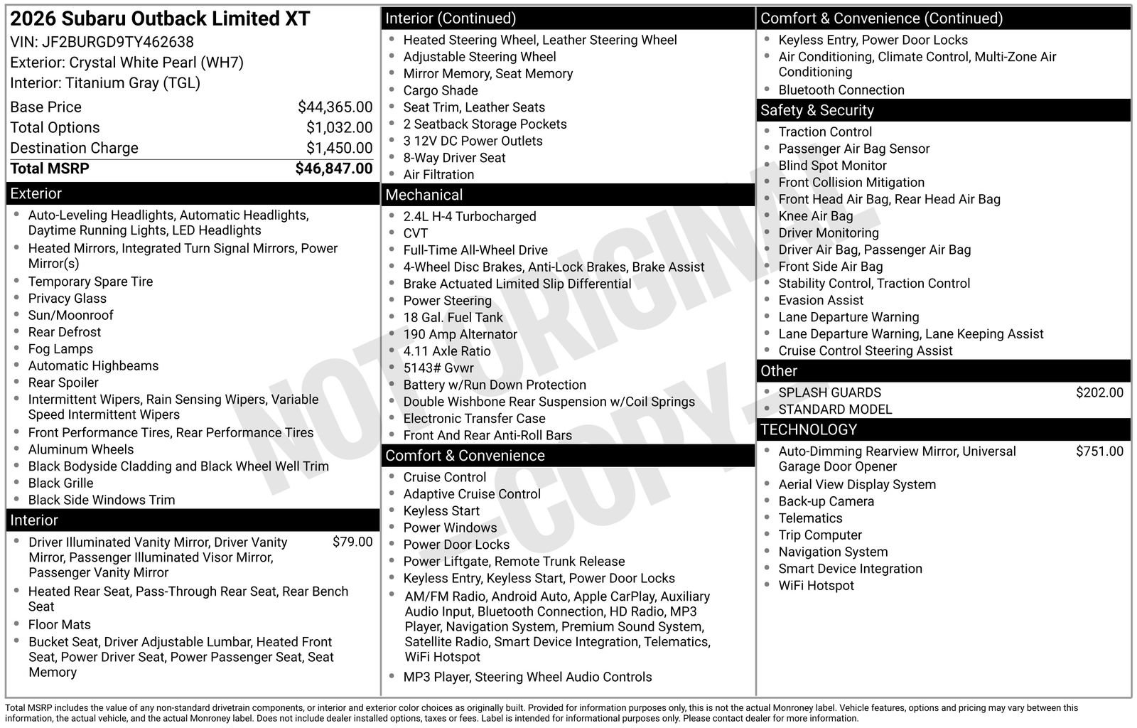 New 2026 Subaru Outback Limited XT image 4