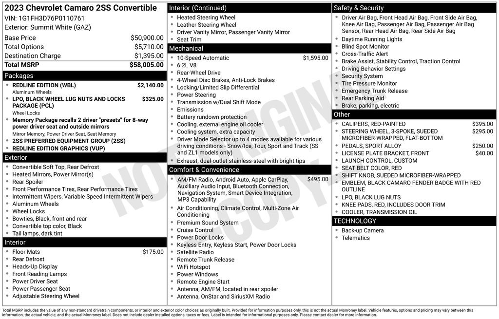 Used 2023 Chevrolet Camaro SS w/ Redline Edition RWD image 3