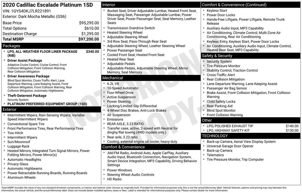 Used 2020 Cadillac Escalade Platinum image 2