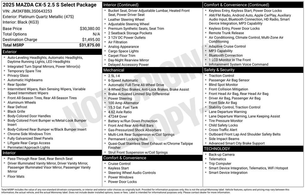 Used 2025 MAZDA CX-5 AWD 2.5 S w/ Select Package image 45