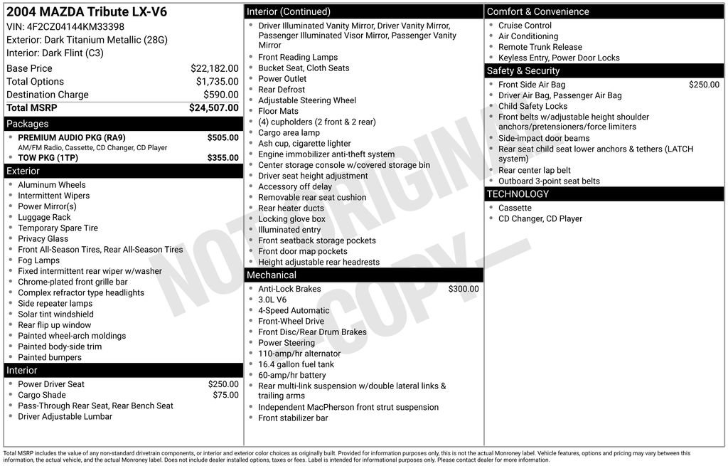 Used 2004 MAZDA Tribute LX w/ Premium Audio Pkg image 34