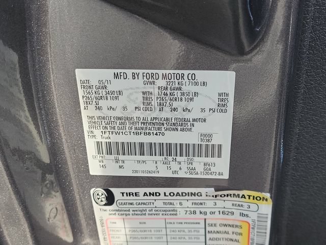Used 2011 Ford F150 XLT w/ XLT Chrome Pkg RWD image 31