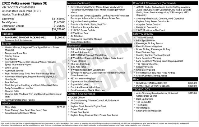 Used 2022 Volkswagen Tiguan SE w/ Panoramic Sunroof Package image 36
