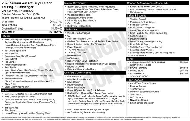 New 2026 Subaru Ascent Bronze Edition image 4