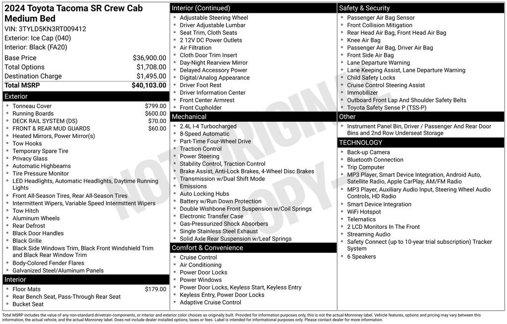 Certified 2024 Toyota Tacoma SR AWD/4WD image 21