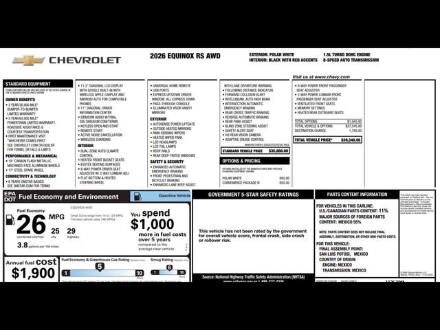 New 2026 Chevrolet Equinox RS w/ Convenience Package III image 3