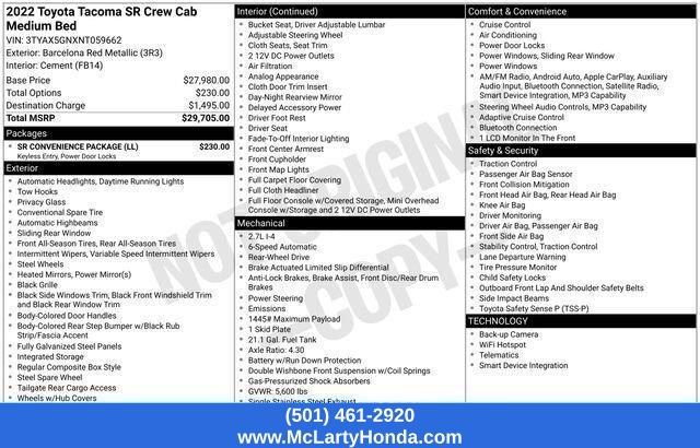 Used 2022 Toyota Tacoma SR w/ SR Convenience Package RWD image 28