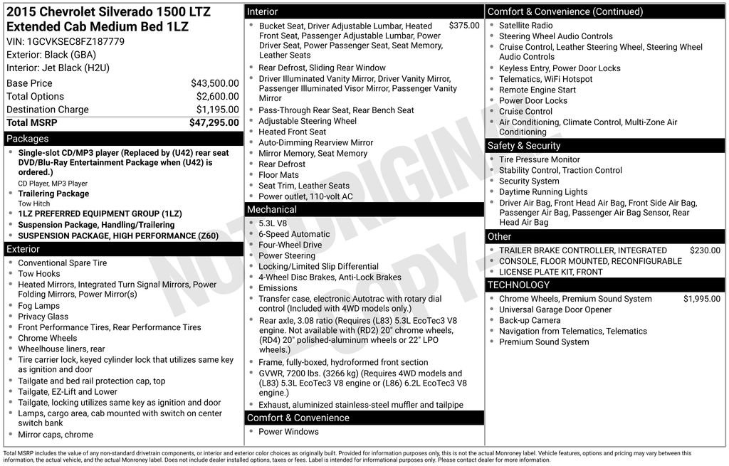 Used 2015 Chevrolet Silverado 1500 LTZ image 2