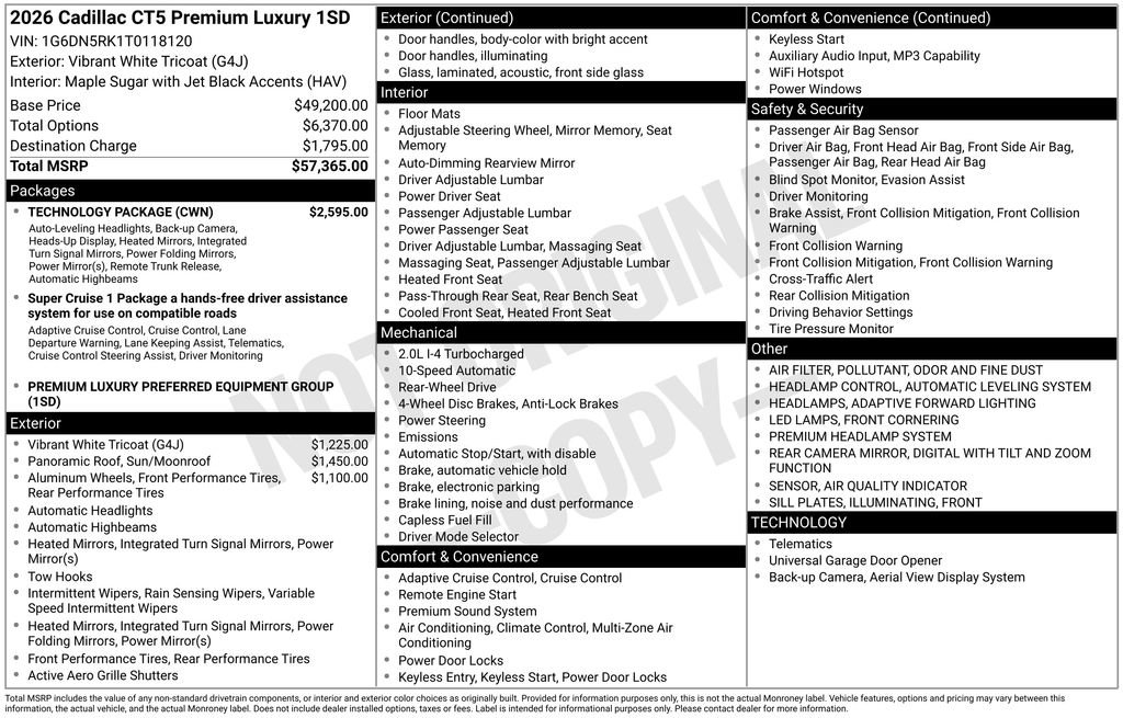 New 2026 Cadillac CT5 Premium Luxury w/ Technology Package RWD image 4
