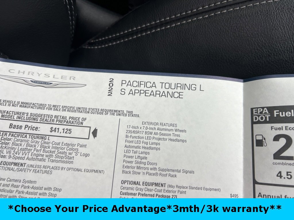 Certified 2022 Chrysler Pacifica Touring-L w/ S Appearance Package image 35