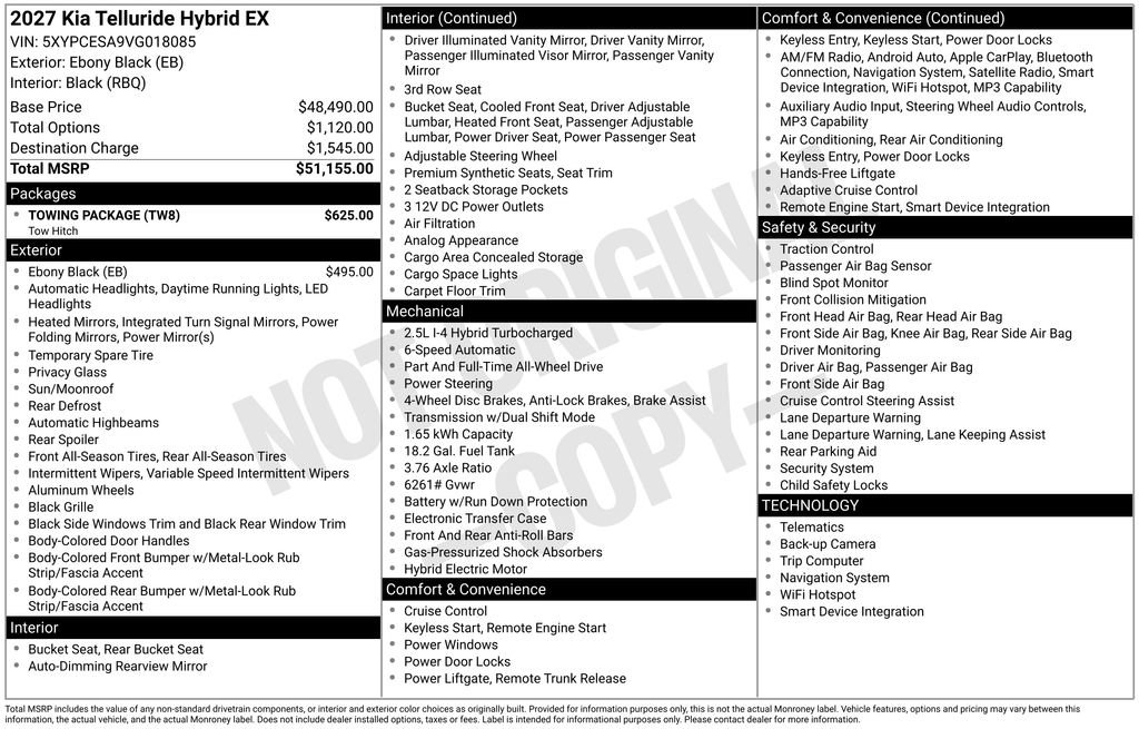 New 2027 Kia Telluride X-Line EX w/ Towing Package AWD/4WD image 2