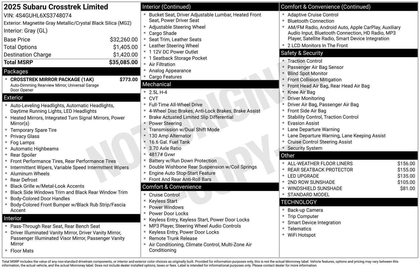 Certified 2025 Subaru Crosstrek 2.5i Limited w/ Crosstrek Mirror Package image 32