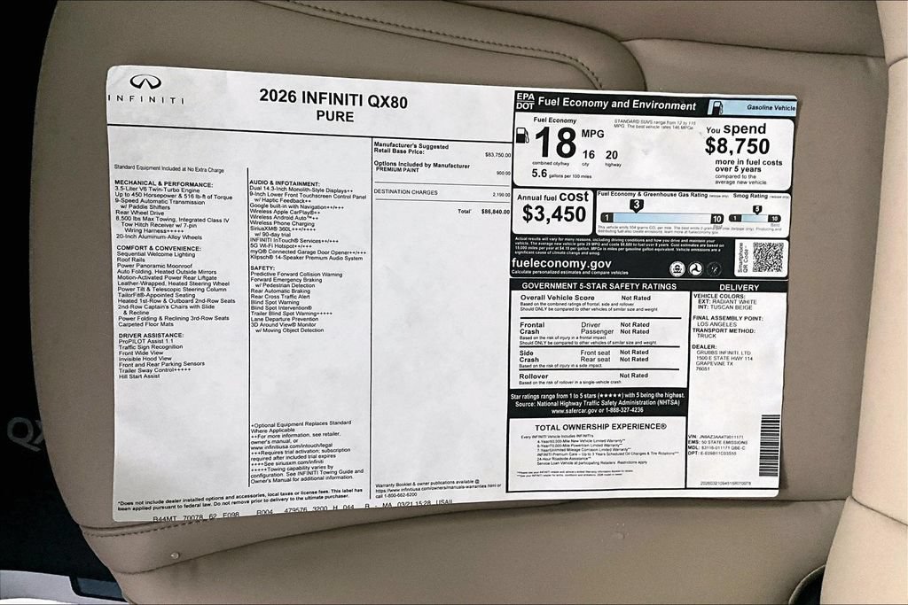 New 2026 INFINITI QX80 Pure RWD image 28