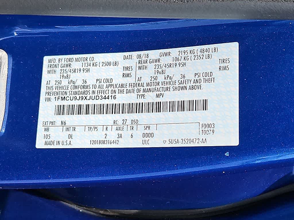 Used 2018 Ford Escape Titanium w/ Ford Safe & Smart Package AWD/4WD image 30