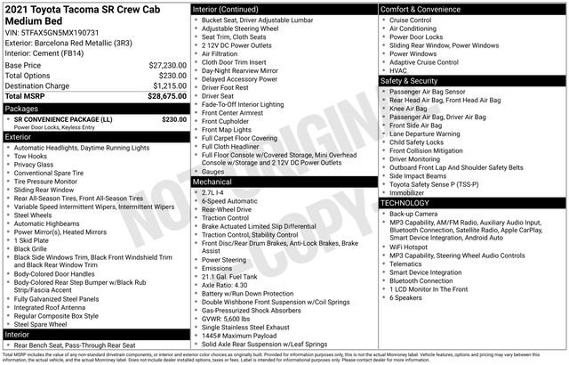 Used 2021 Toyota Tacoma SR w/ SR Convenience Package RWD image 27