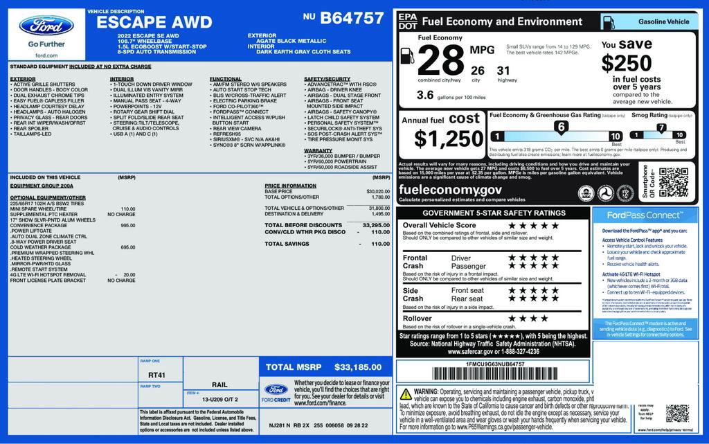 Used 2022 Ford Escape SE w/ Convenience Package image 3