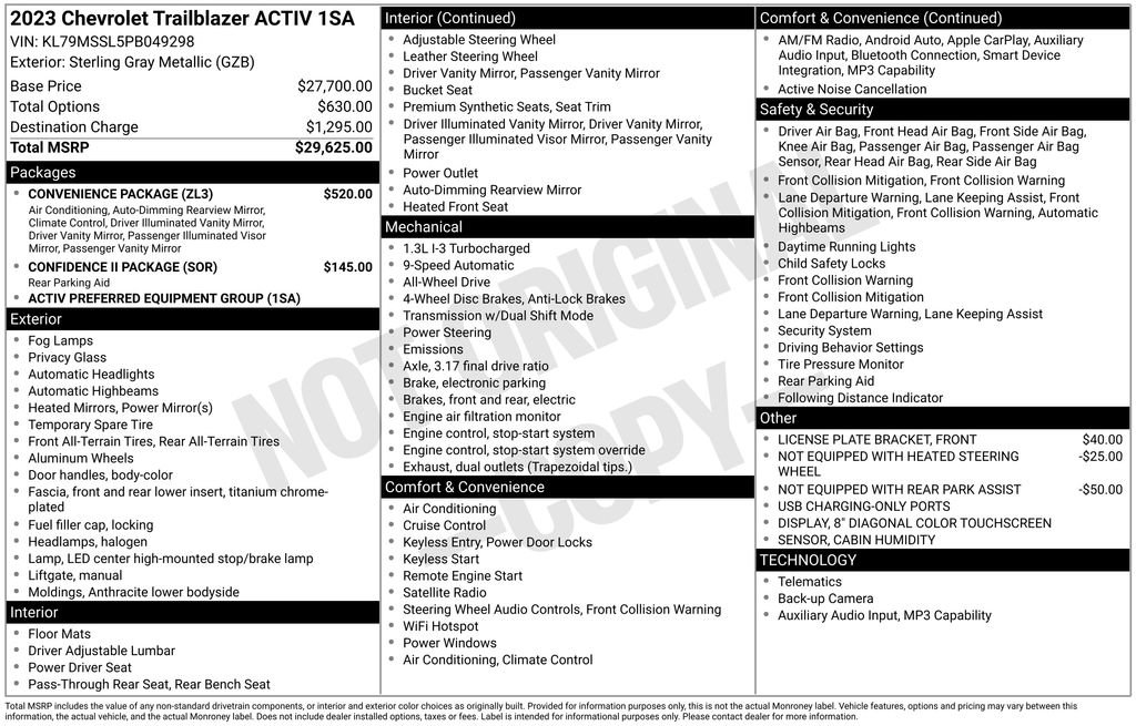 Used 2023 Chevrolet TrailBlazer ACTIV w/ Convenience Package image 2