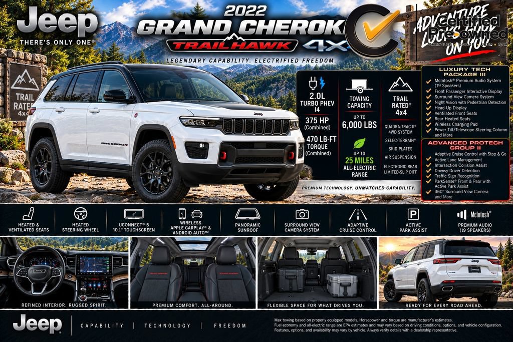 Certified 2022 Jeep Grand Cherokee Trailhawk w/ Advanced Protech Group II AWD/4WD image 2