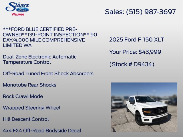 Certified 2025 Ford F150 XLT w/ Equipment Group 301A Standard AWD/4WD image 22