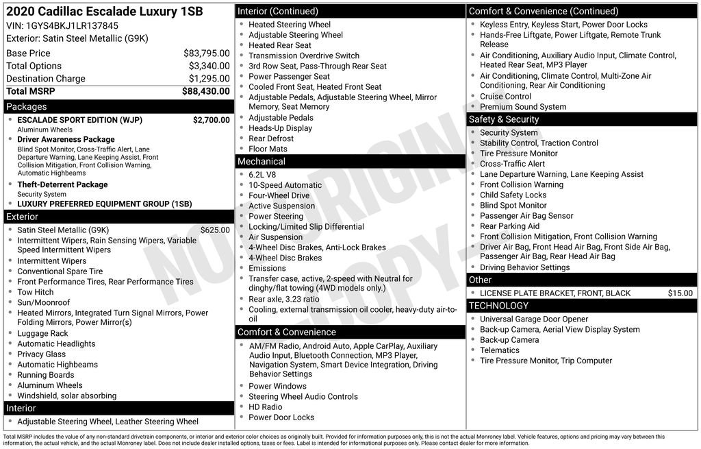 Used 2020 Cadillac Escalade Luxury w/ Escalade Sport Edition image 6